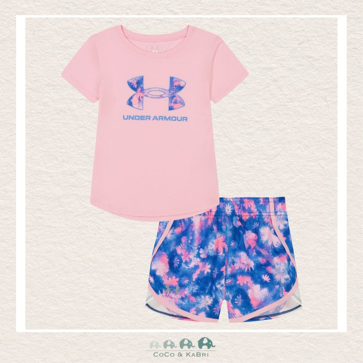 Under Armour Girls Printed Tshirt Short Set Pink