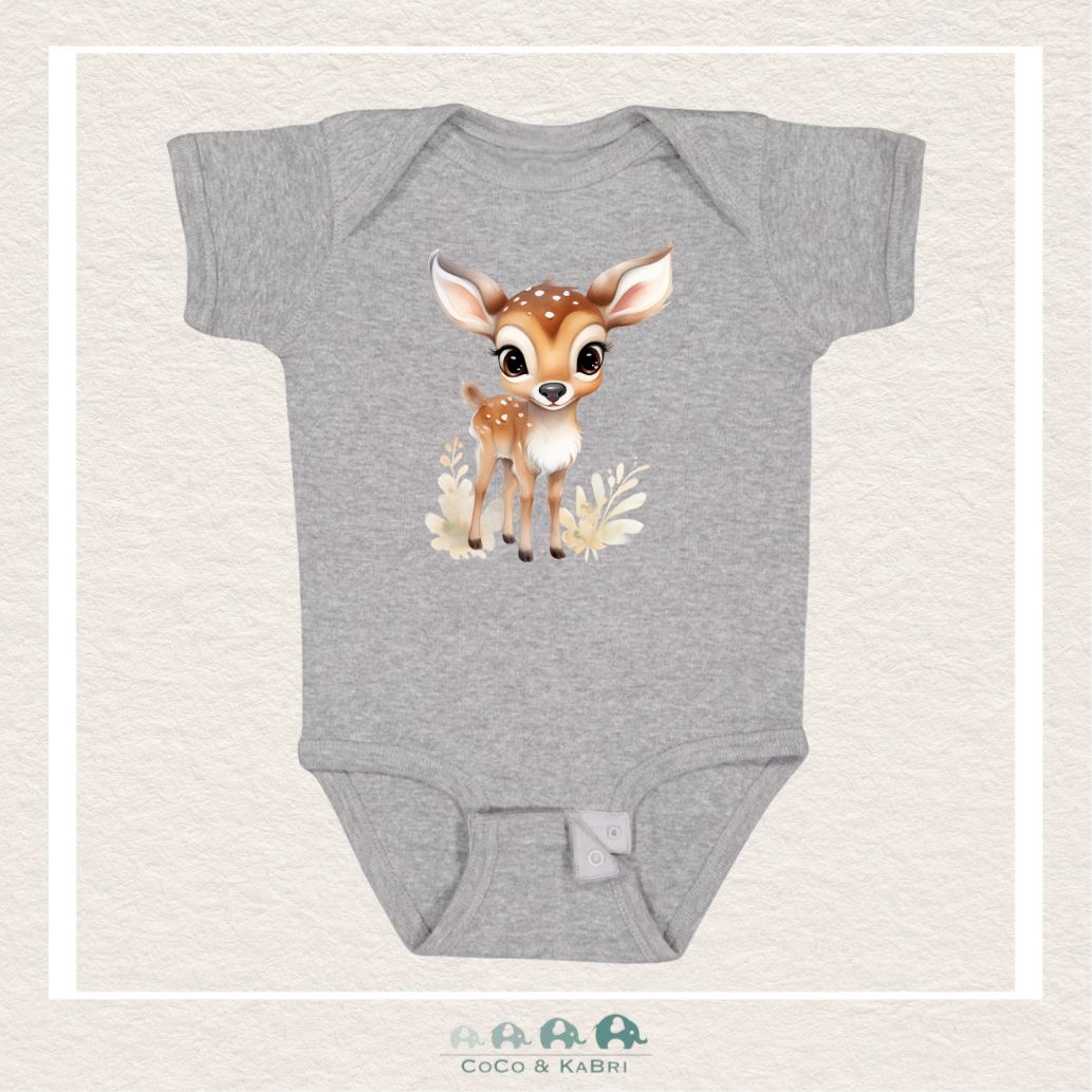 "The Harper" Baby Gray Ribbed Diaper Shirt - Baby Fawn