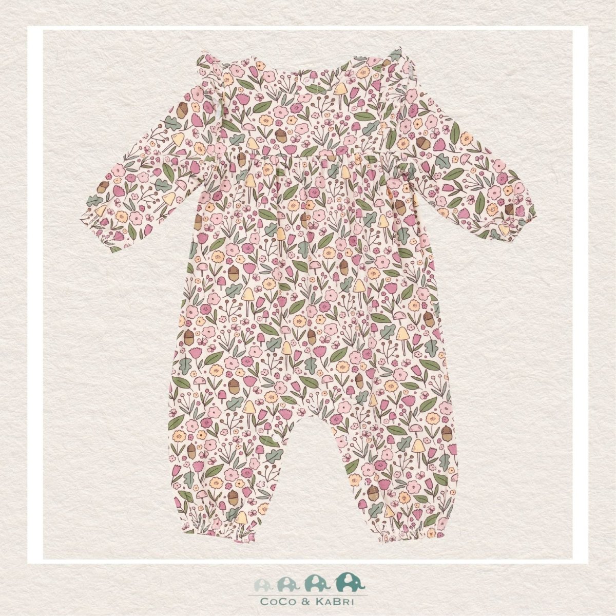 Angel Dear Acorn Floral - Ruffle Sleeve Romper, CoCo & KaBri Children's Boutique