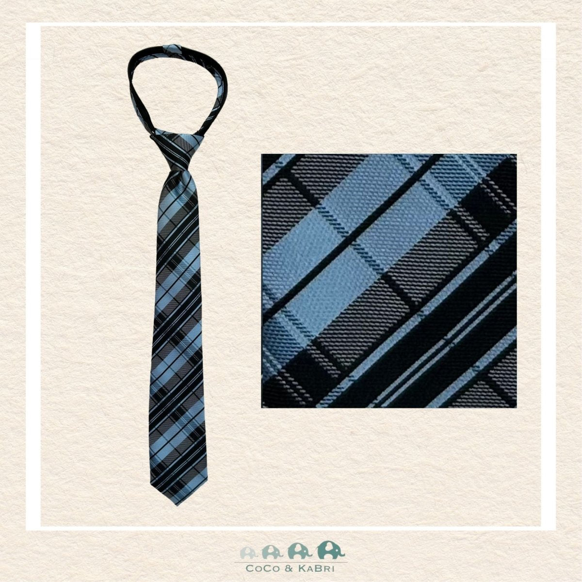 Boys Zipper Tie - Aqua 17", CoCo & KaBri Children's Boutique