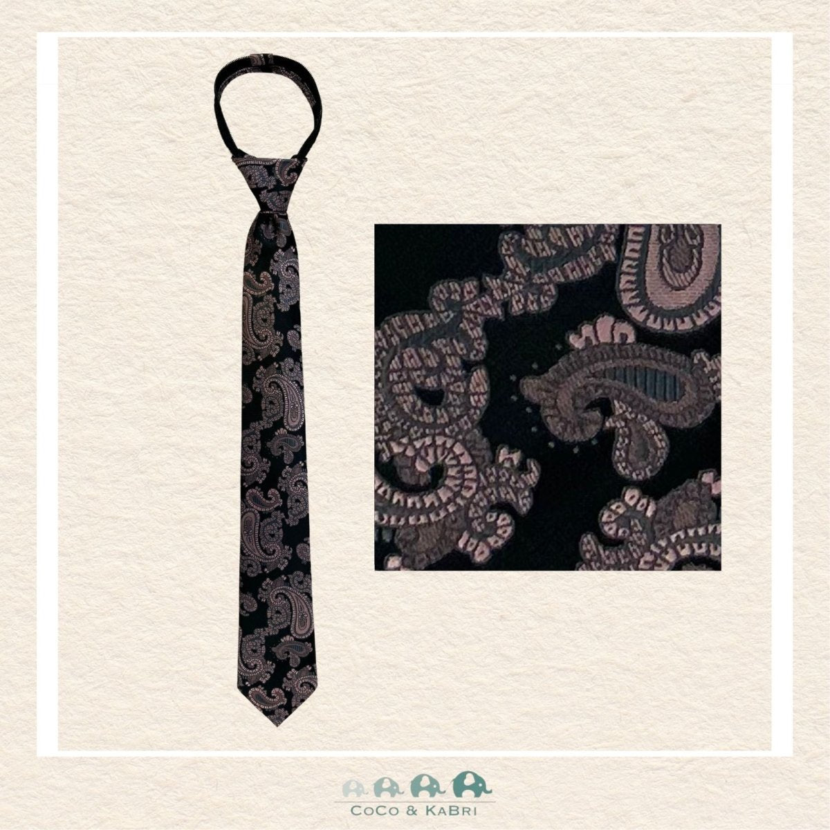 Boys Zipper Tie - Blush Paisley 17", CoCo & KaBri Children's Boutique