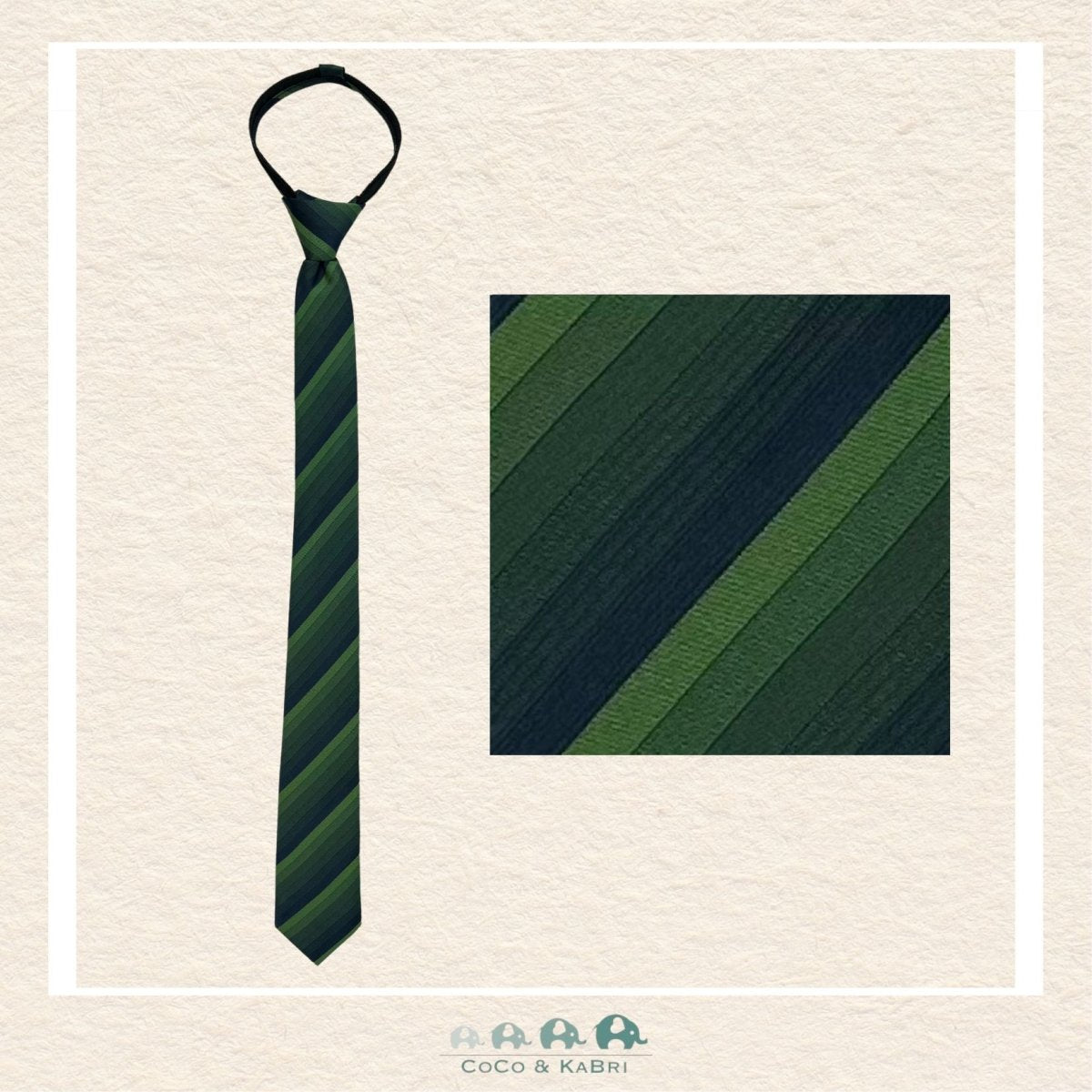 Boys Zipper Tie - Green 14", CoCo & KaBri Children's Boutique