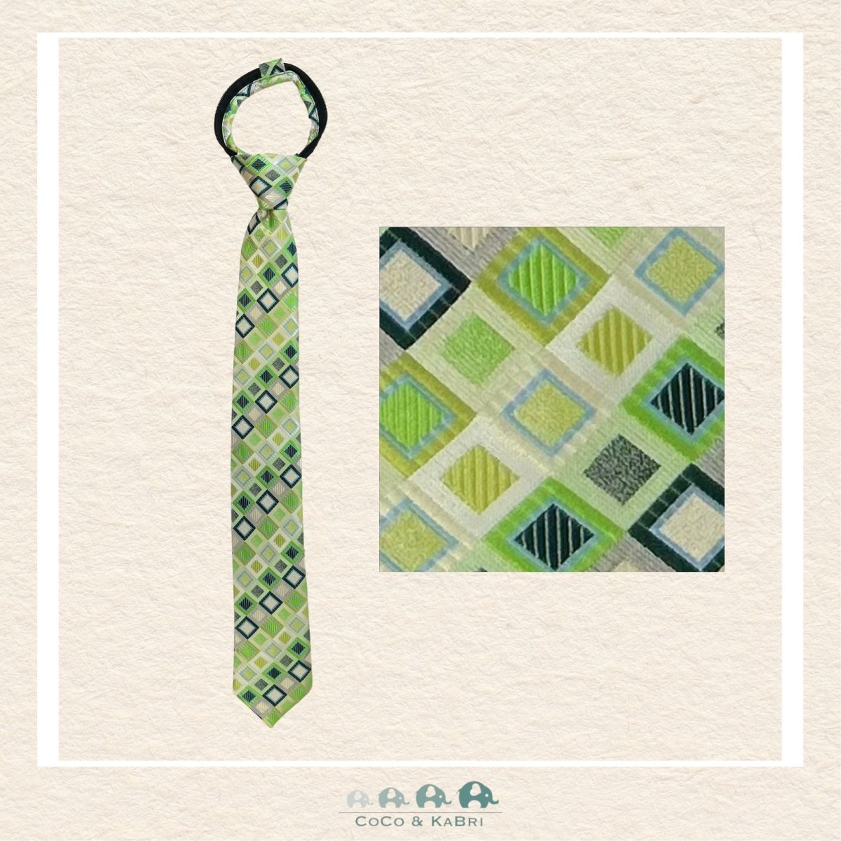 Boys Zipper Tie - Green 14", CoCo & KaBri Children's Boutique