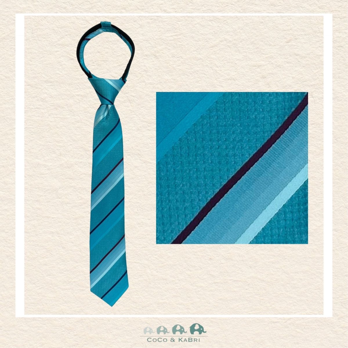 Boys Zipper Tie - Teal/Burgandy/Navy 21", CoCo & KaBri Children's Boutique