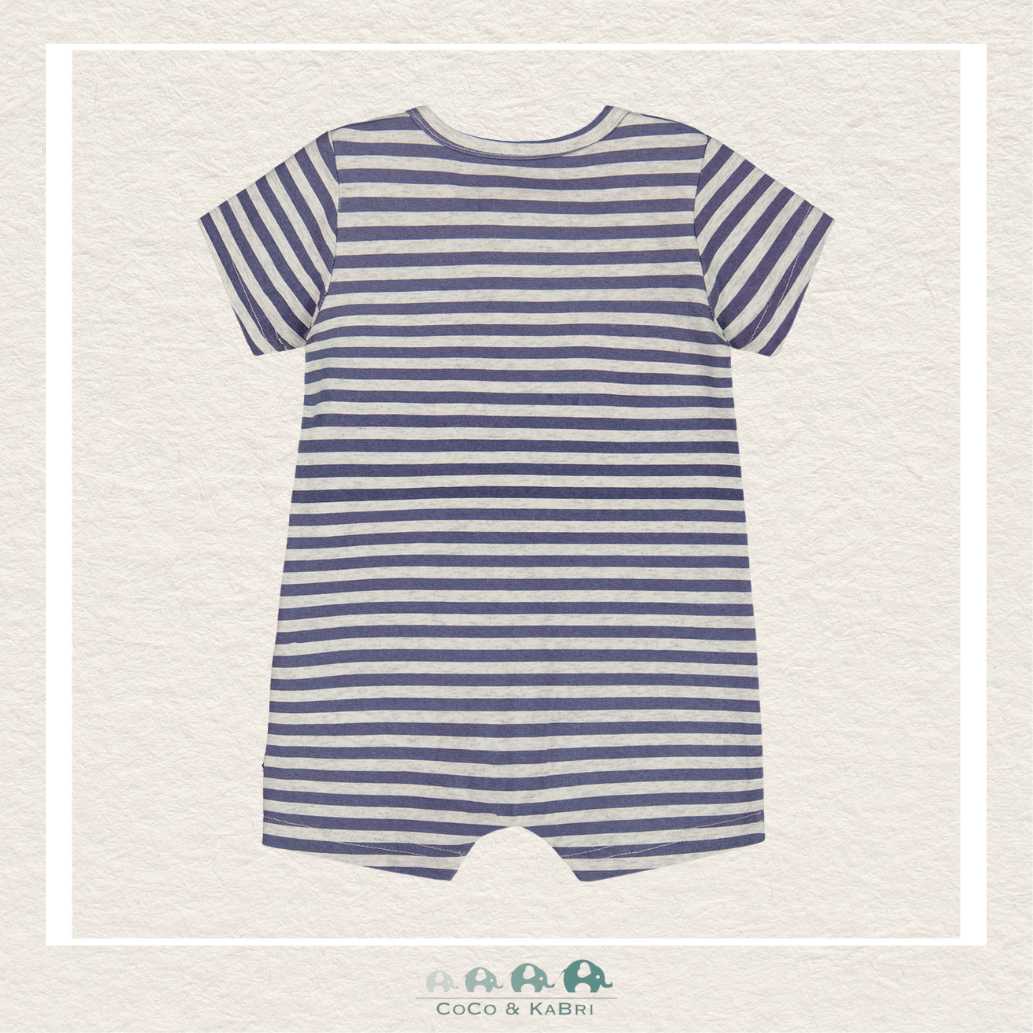 Deux Par Deux Baby Boy Jersey Romper - Printed Blue Stripes, CoCo & KaBri Children's Boutique