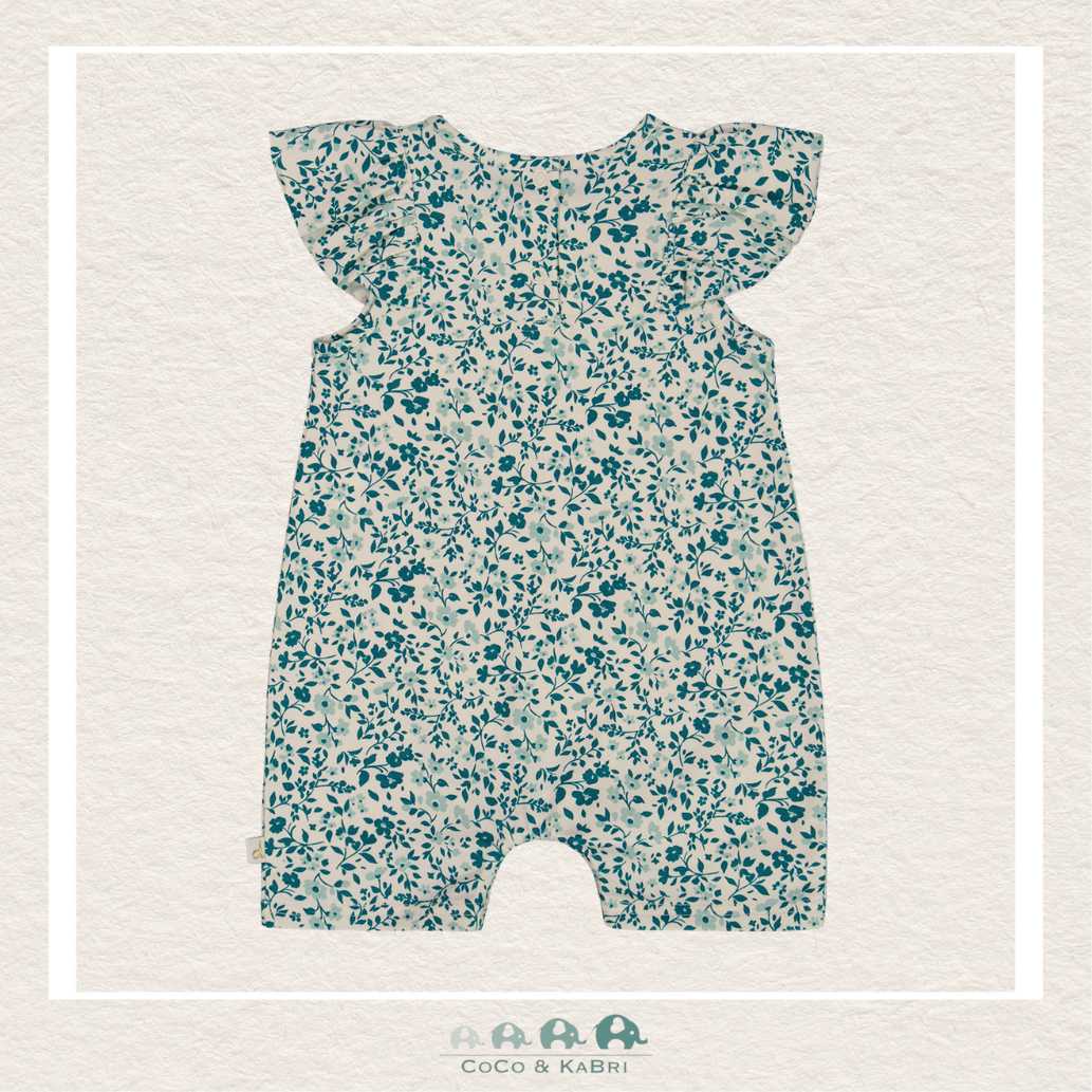 Deux Par Deux Baby Girl Printed Ditsy Blue Romper, CoCo & KaBri Children's Boutique