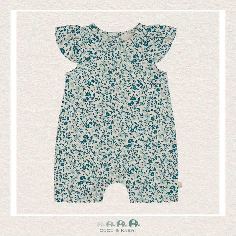 Deux Par Deux Baby Girl Printed Ditsy Blue Romper, CoCo & KaBri Children's Boutique