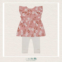 Deux Par Deux Baby Muslin Tunic & Rib Leggings Set - Pink & White Flowers, CoCo & KaBri Children's Boutique