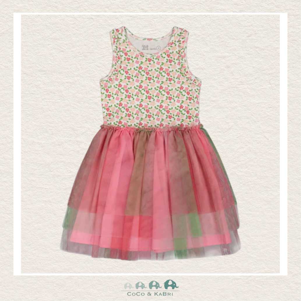 Deux Par Deux Bi - material Dress with Tulle Skirt, CoCo & KaBri Children's Boutique