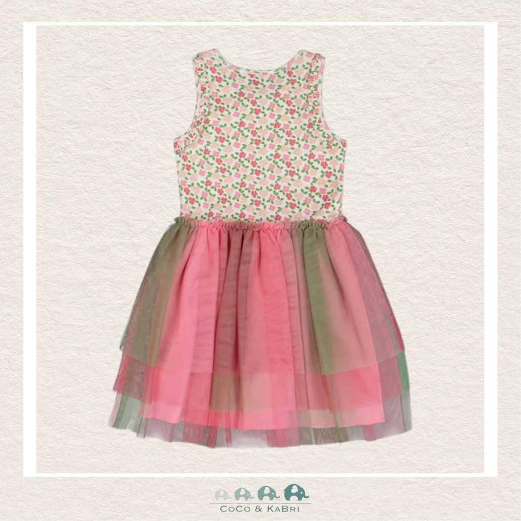 Deux Par Deux Bi - material Dress with Tulle Skirt, CoCo & KaBri Children's Boutique