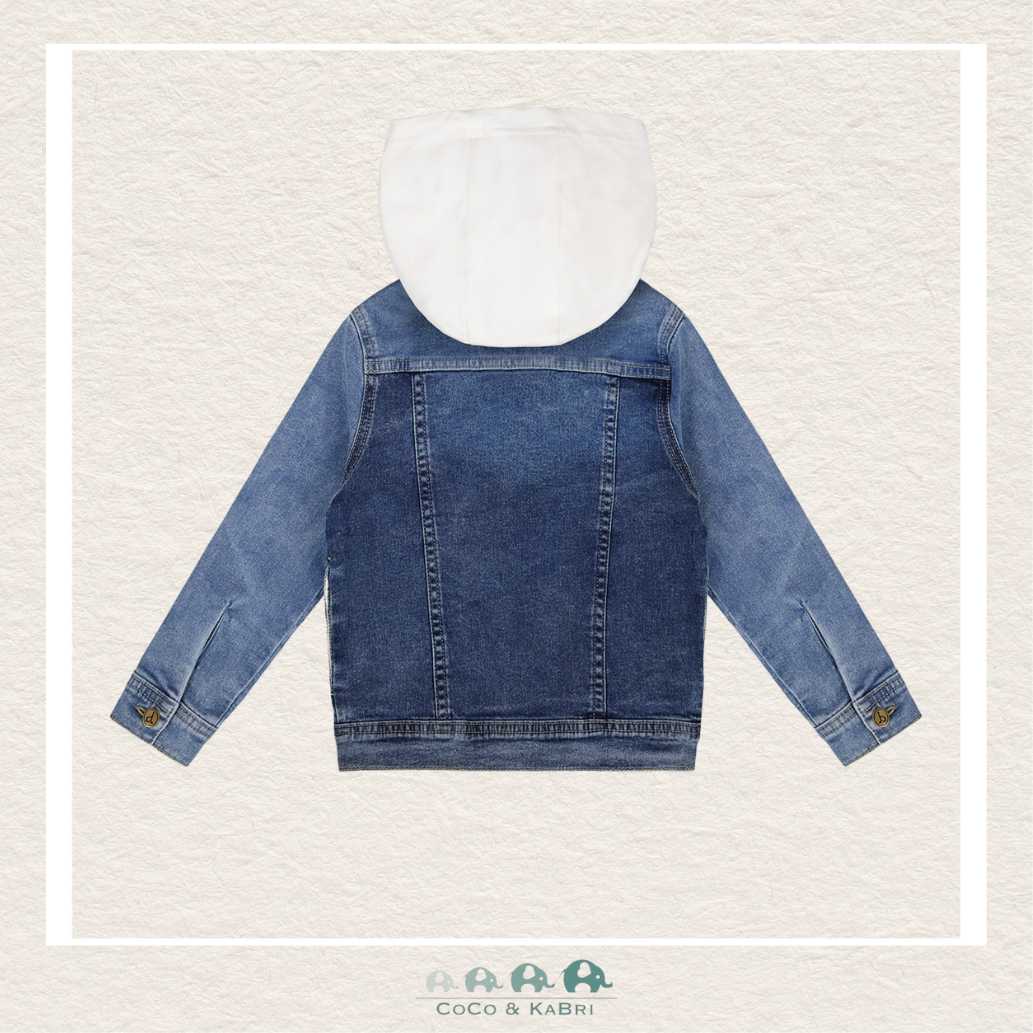 Deux Par Deux Boys Denim Jacket With Removable French Terry Hood, CoCo & KaBri Children's Boutique