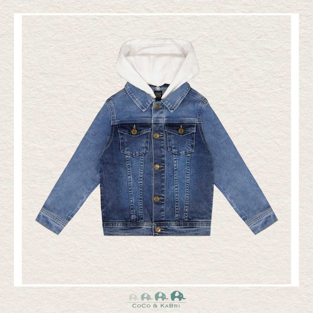 Deux Par Deux Boys Denim Jacket With Removable French Terry Hood, CoCo & KaBri Children's Boutique