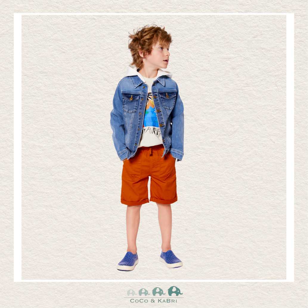 Deux Par Deux Boys Denim Jacket With Removable French Terry Hood, CoCo & KaBri Children's Boutique