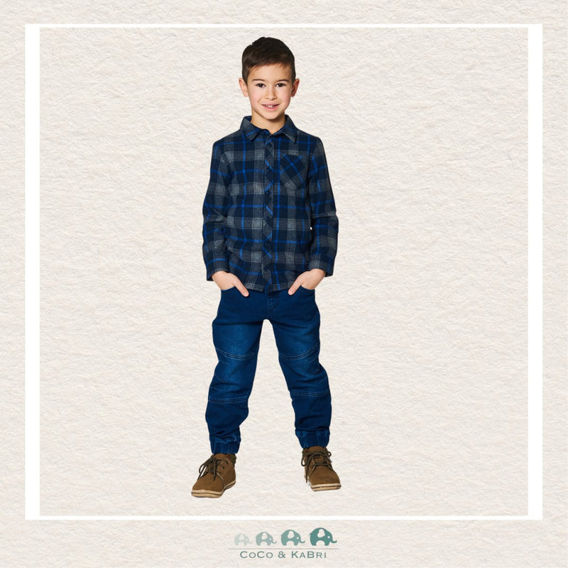 Deux Par Deux: Boys Plaid Shirt - Grey/Navy, CoCo & KaBri Children's Boutique