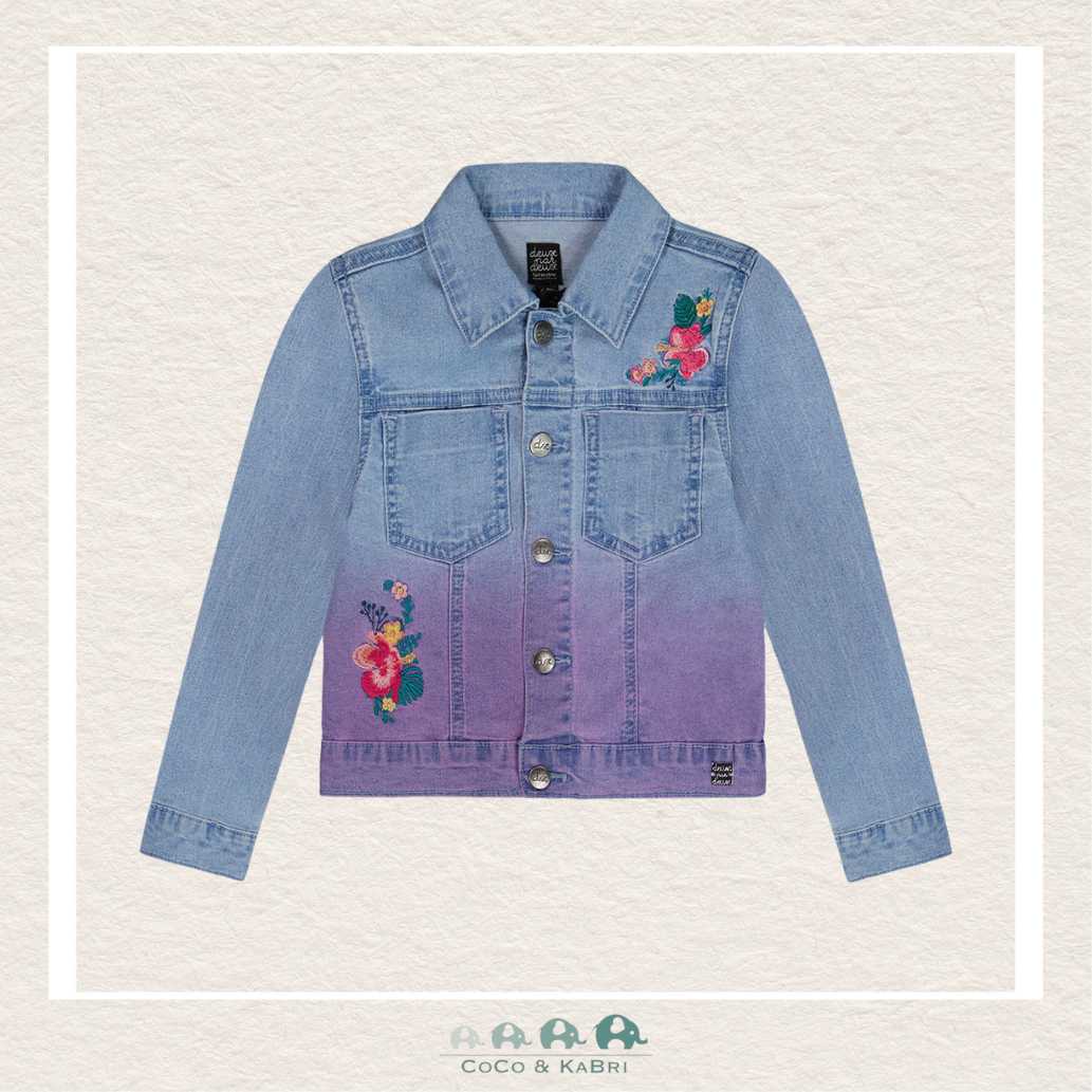 Deux Par Deux Girls Denim Jacket With Embroidery, CoCo & KaBri Children's Boutique