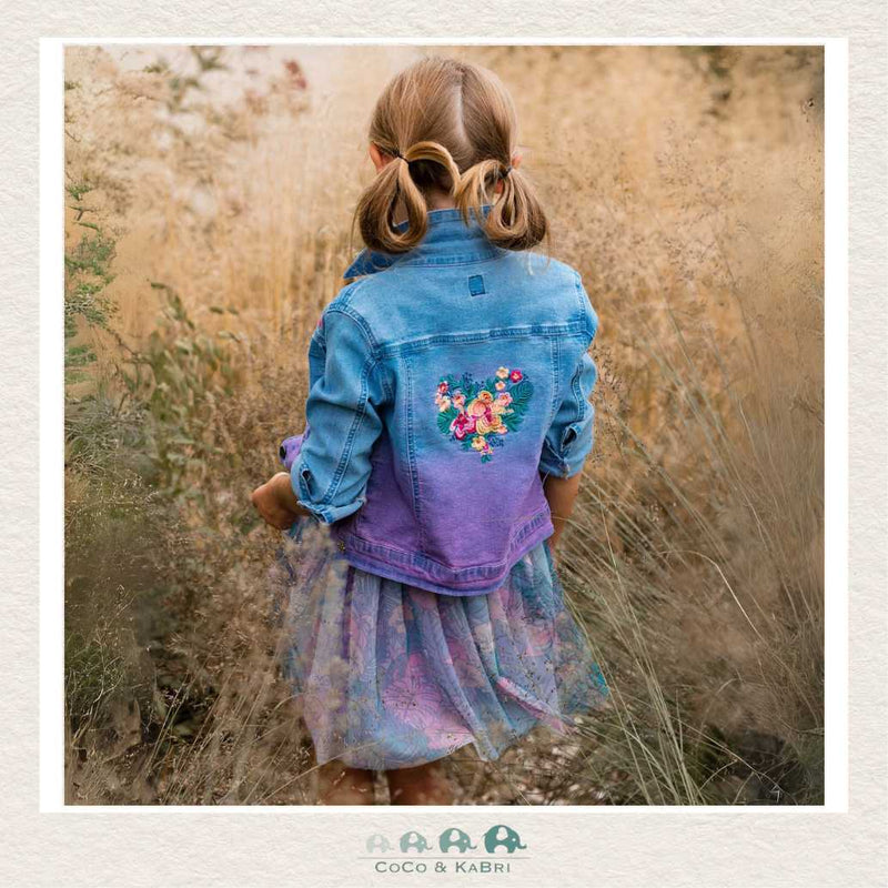 Deux Par Deux Girls Denim Jacket With Embroidery, CoCo & KaBri Children's Boutique