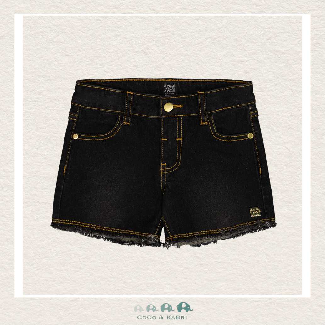 Deux Par Deux Jean Short With Embroidery - Black, CoCo & KaBri Children's Boutique