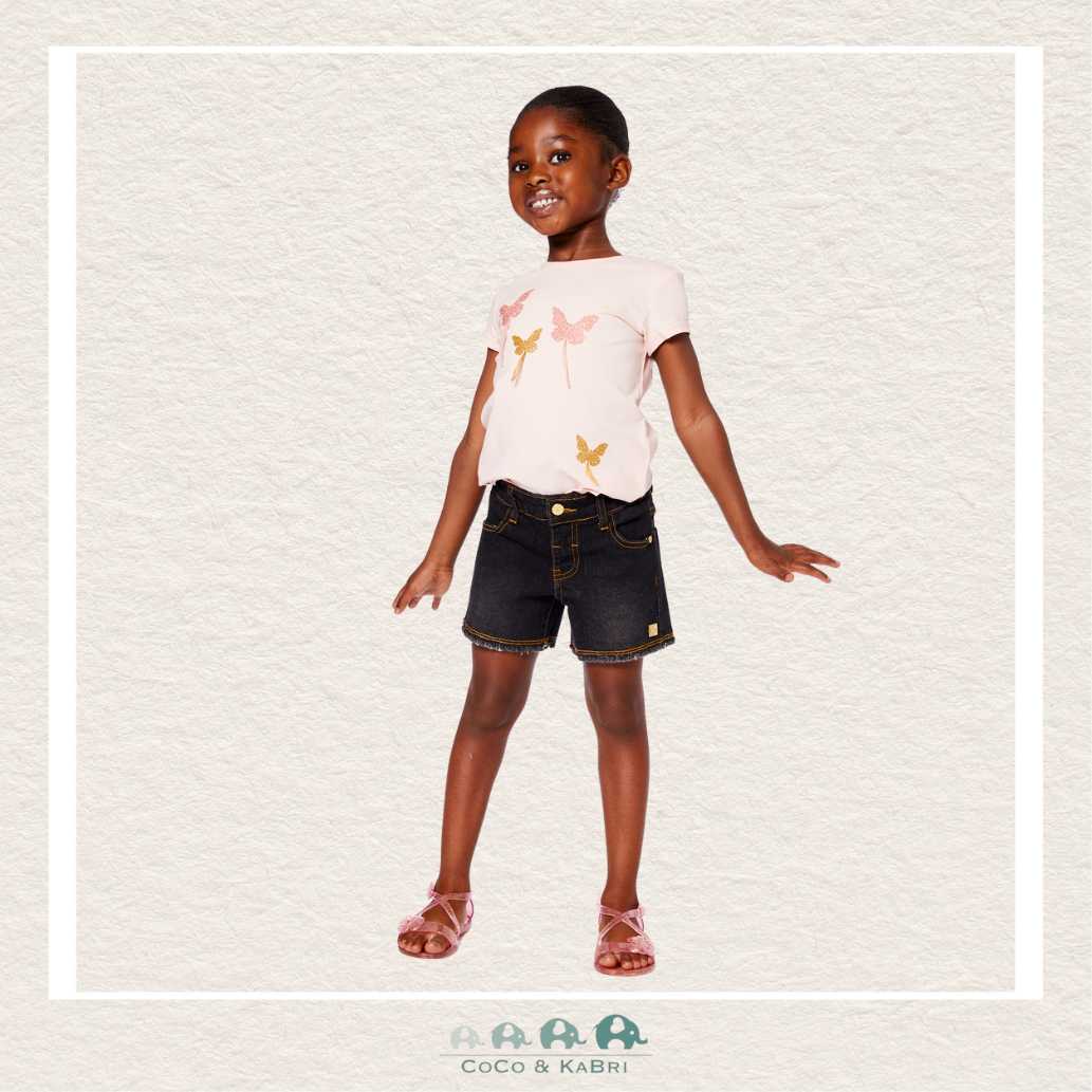 Deux Par Deux Jean Short With Embroidery - Black, CoCo & KaBri Children's Boutique