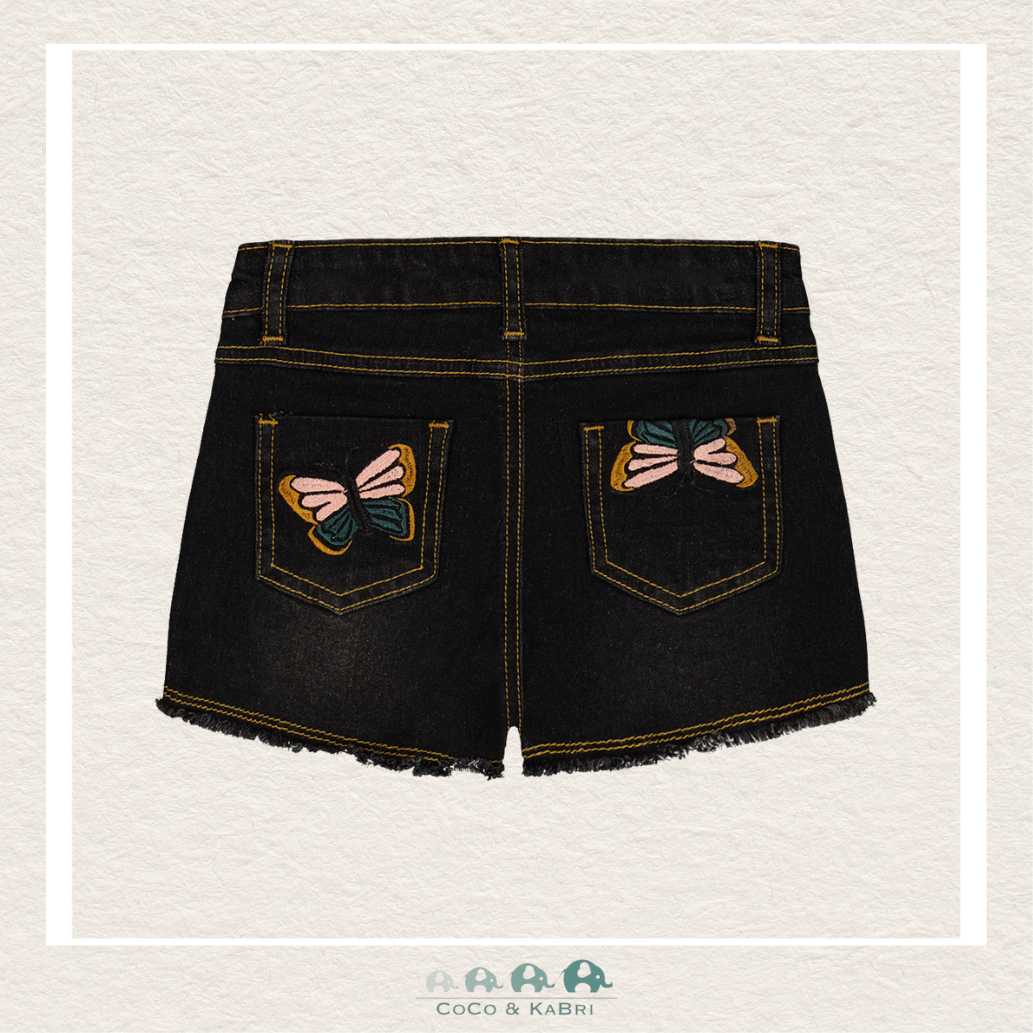 Deux Par Deux Jean Short With Embroidery - Black, CoCo & KaBri Children's Boutique