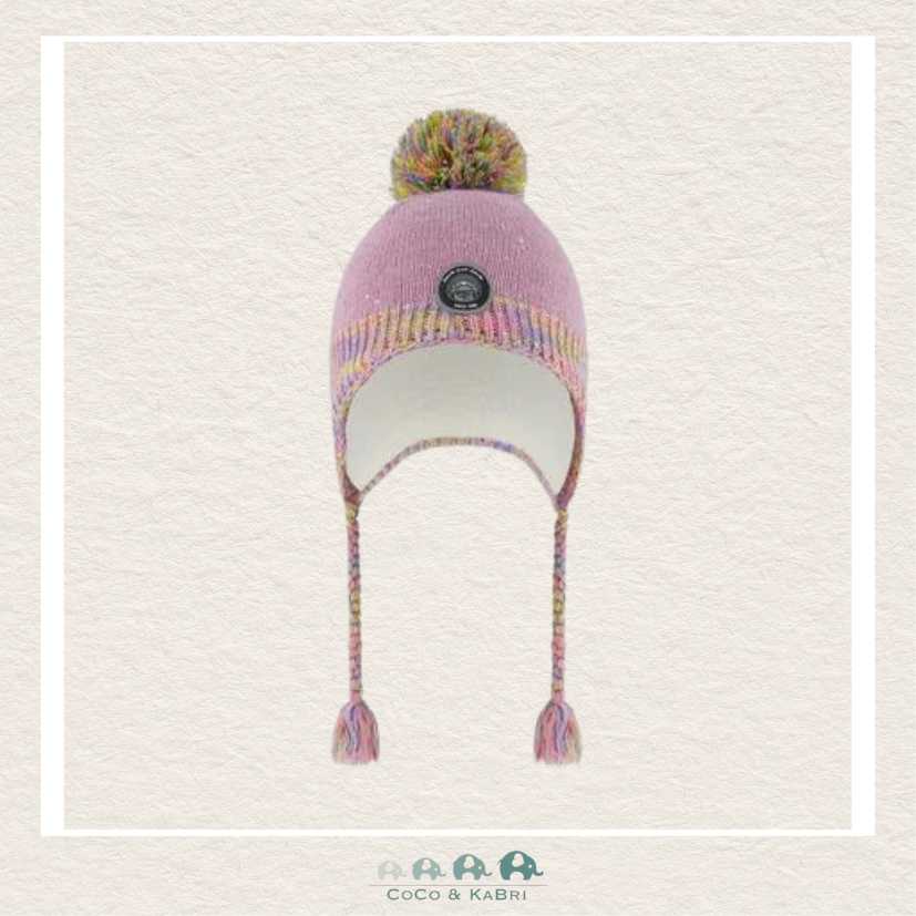 Deux Par Deux Peruvian Knit Hat Lilac With Multicolor Hearts, CoCo & KaBri Children's Boutique