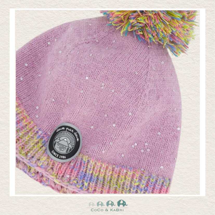 Deux Par Deux Peruvian Knit Hat Lilac With Multicolor Hearts, CoCo & KaBri Children's Boutique