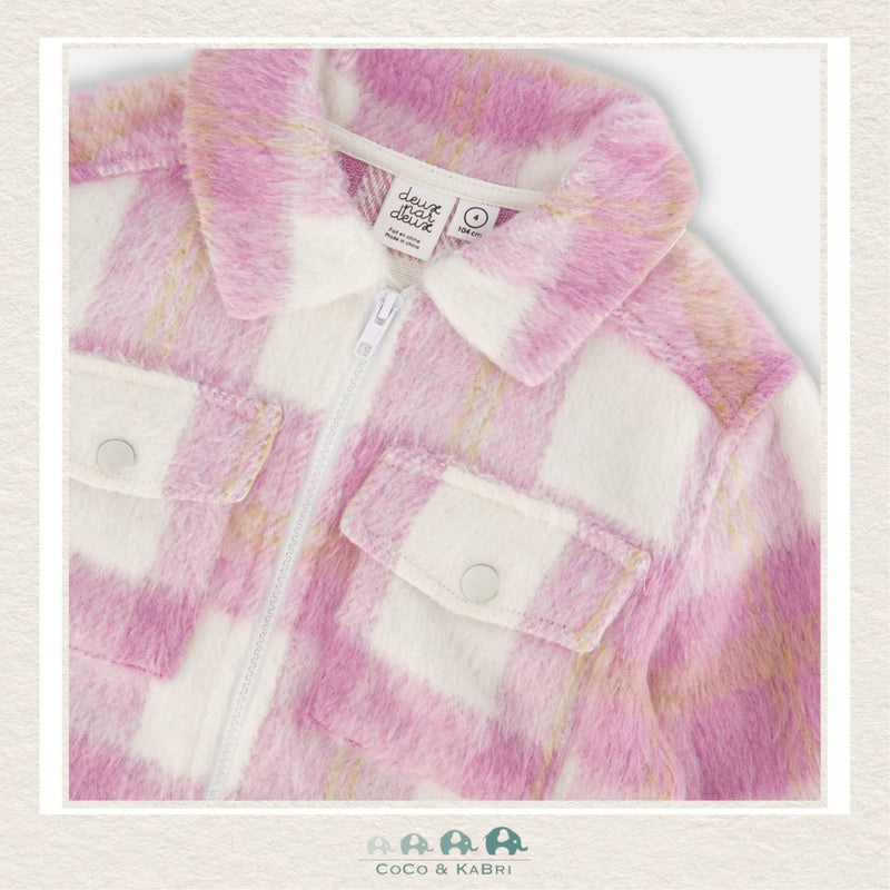 Deux Par Deux: Plaid Overshirt With Pockets - Lilac, CoCo & KaBri Children's Boutique