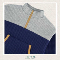 Deux Par Deux Quilted Half Zip Top Blue And Gray, CoCo & KaBri Children's Boutique