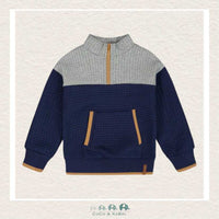 Deux Par Deux Quilted Half Zip Top Blue And Gray, CoCo & KaBri Children's Boutique