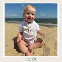 Me & Henry Beige/White Stripes League Raglan Diaper Shirt, CoCo & KaBri Children's Boutique