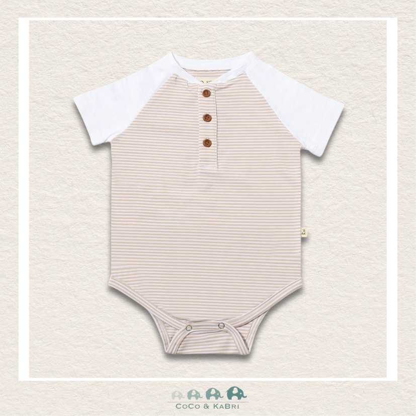 Me & Henry Beige/White Stripes League Raglan Diaper Shirt, CoCo & KaBri Children's Boutique