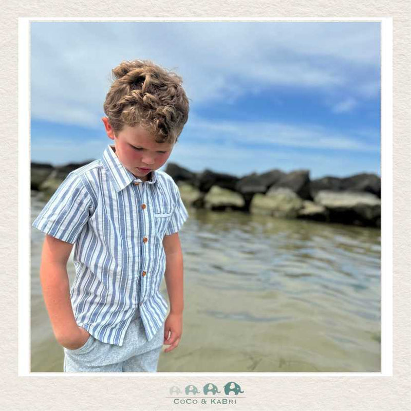 Me & Henry Blue/White Stripe Newport Woven Shirt, CoCo & KaBri Children's Boutique