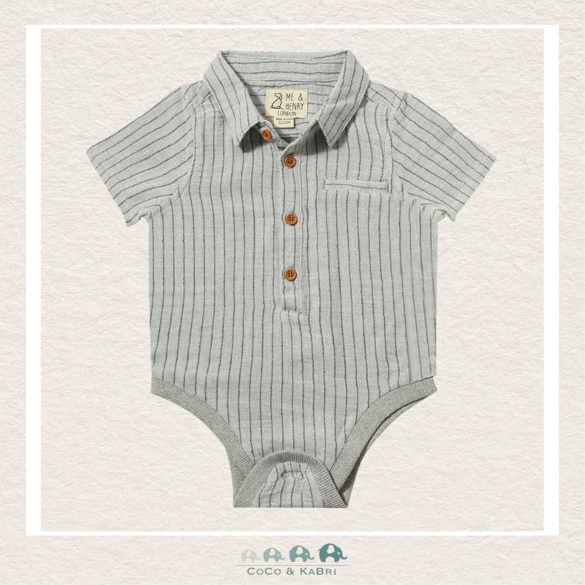 Me & Henry Grey/White Stripe Gauze Helford Woven Diaper Shirt, CoCo & KaBri Children's Boutique