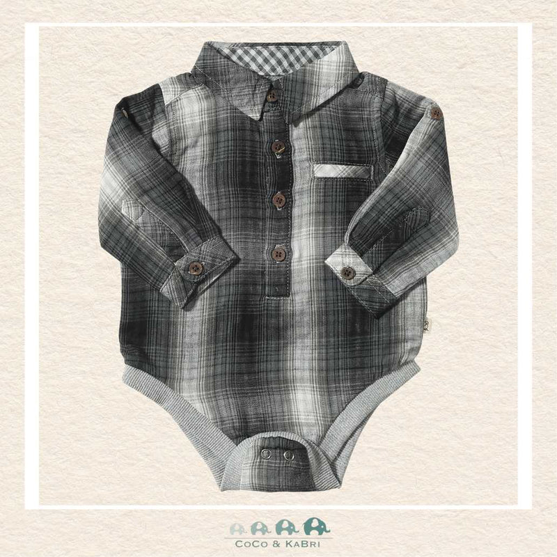 Me & Henry: Jasper Diaper Shirt - Charcoal Plaid, CoCo & KaBri Children's Boutique