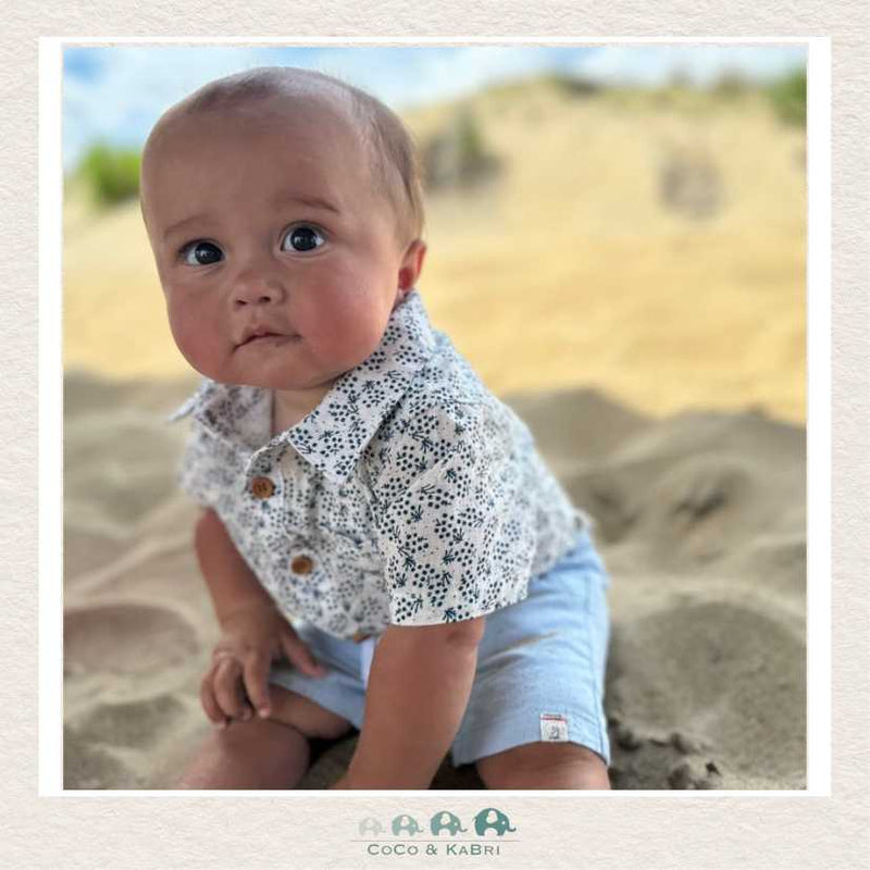 Me & Henry Navy Floral Helford Woven Diaper Shirt, CoCo & KaBri Children's Boutique