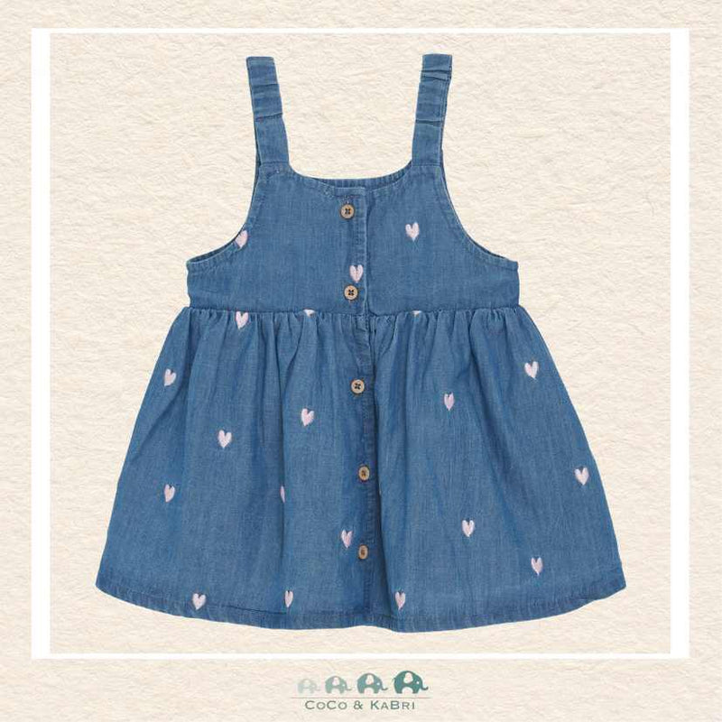 Minymo Baby Girl Chambray Heart Dress, CoCo & KaBri Children's Boutique