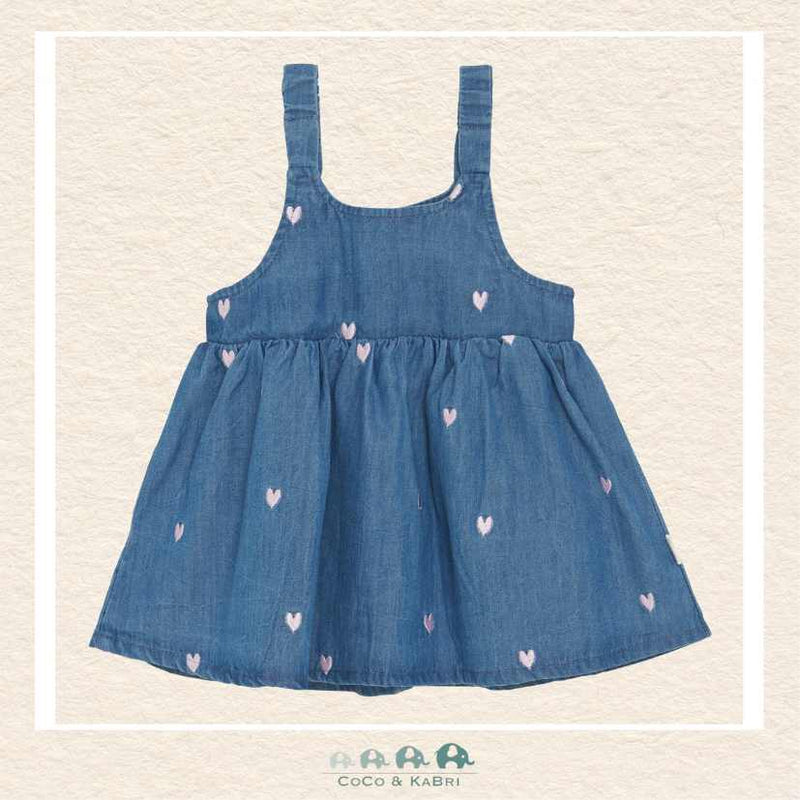 Minymo Baby Girl Chambray Heart Dress, CoCo & KaBri Children's Boutique