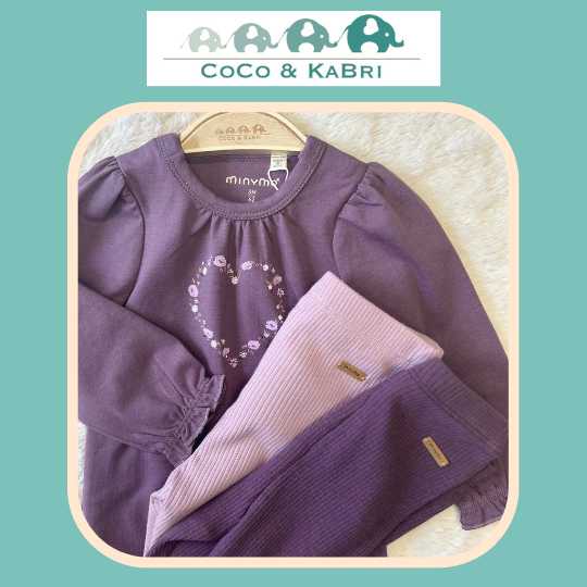 Minymo Baby Girl Plum Ribbed Leggings, CoCo & KaBri Children's Boutique