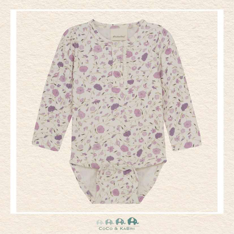 Minymo Baby Girl Purple Floral Diaper Shirt, CoCo & KaBri Children's Boutique