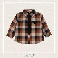 Nano Baby Boy Brown Plaid Shirt with Tie, CoCo & KaBri Children's Boutique