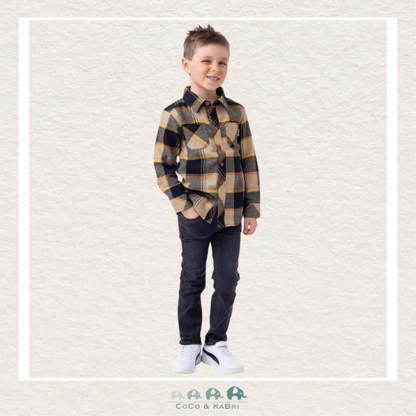 Nano Boys Beige Plaid Shirt, CoCo & KaBri Children's Boutique