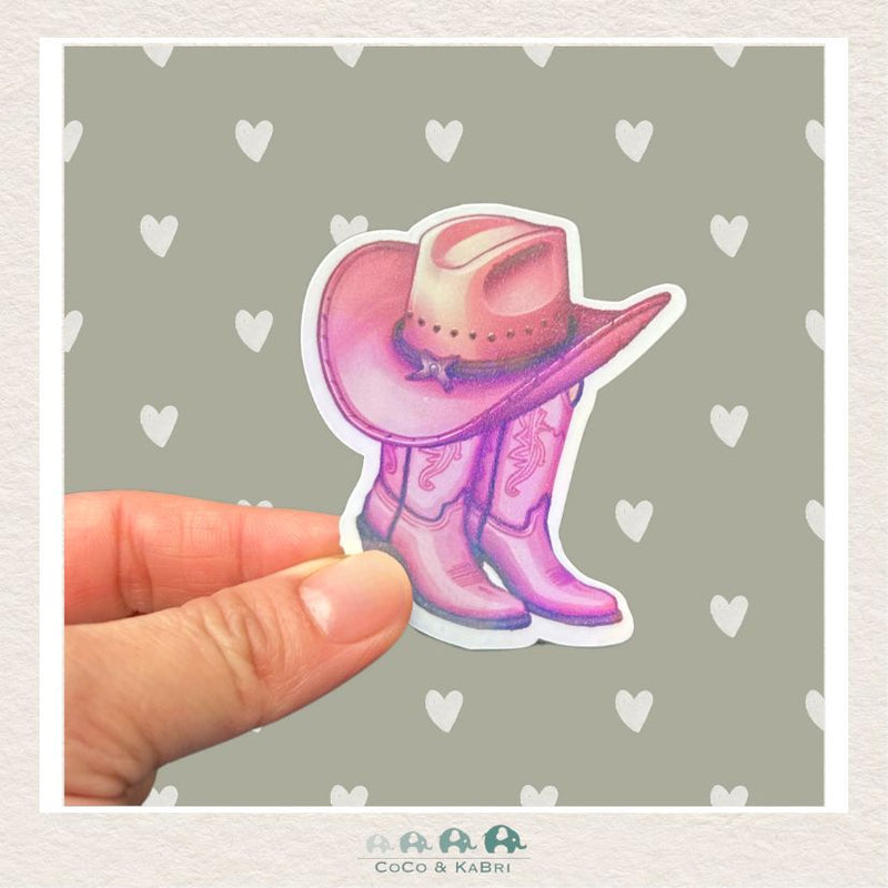 Pink Cowgirl Boots & Hat Sticker, CoCo & KaBri Children's Boutique