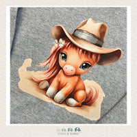 "The Drew" Sweatshirt - Toddler Fleece Crewneck (Heather Gray) with Cowgirl Horse, CoCo & KaBri Children's Boutique