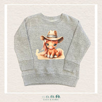 "The Drew" Sweatshirt - Toddler Fleece Crewneck (Heather Gray) with Cowgirl Horse, CoCo & KaBri Children's Boutique