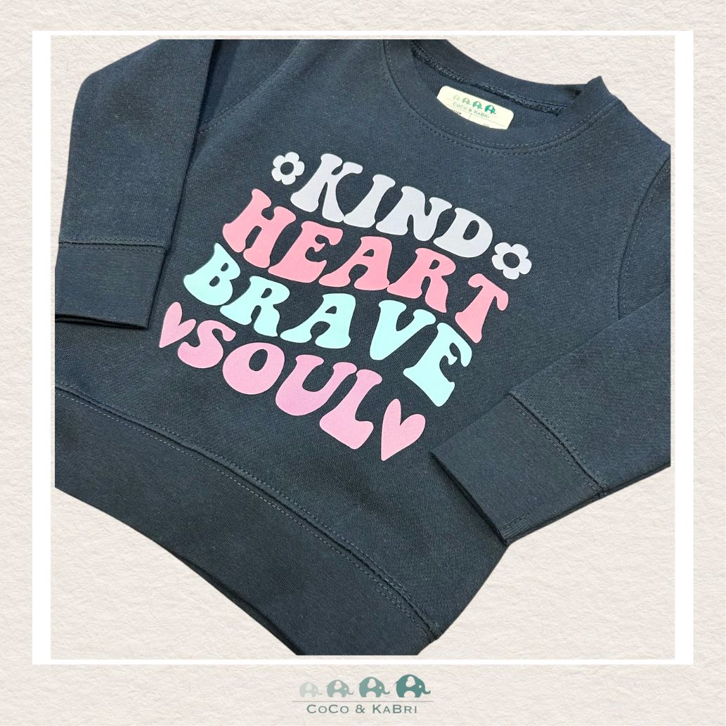 "The Drew" Sweatshirt - Toddler Fleece Navy Crewneck - Kind Heart, Brave Soul, CoCo & KaBri Children's Boutique