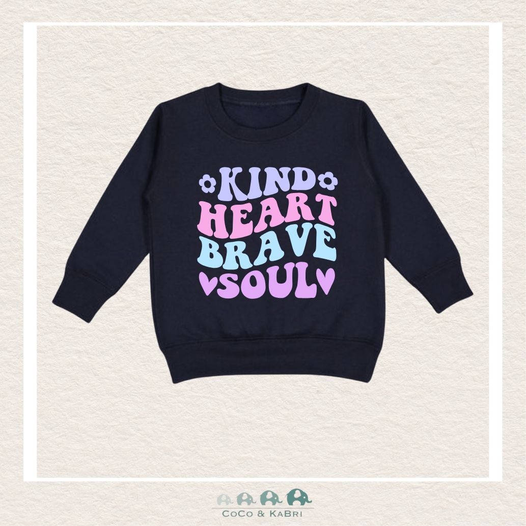 "The Drew" Sweatshirt - Toddler Fleece Navy Crewneck - Kind Heart, Brave Soul, CoCo & KaBri Children's Boutique