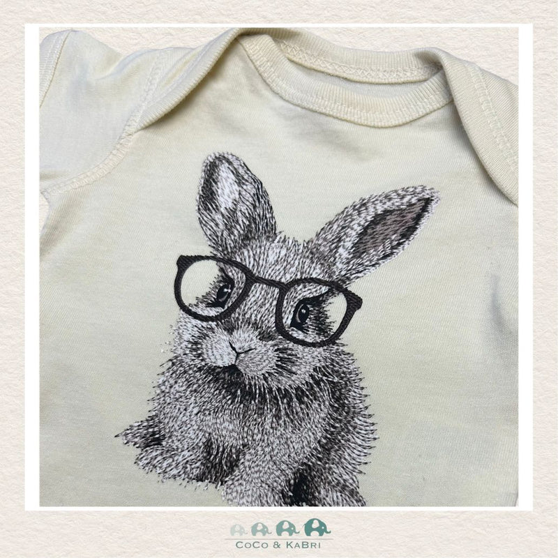 "The Harper" Baby Rib Natural Color Diaper Shirt - Bunny With Glasses, CoCo & KaBri Children's Boutique