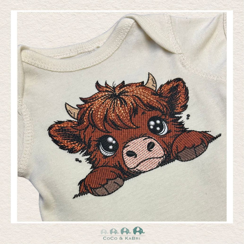 "The Harper" Baby Rib Natural Color Diaper Shirt - Highland Baby Cow, CoCo & KaBri Children's Boutique