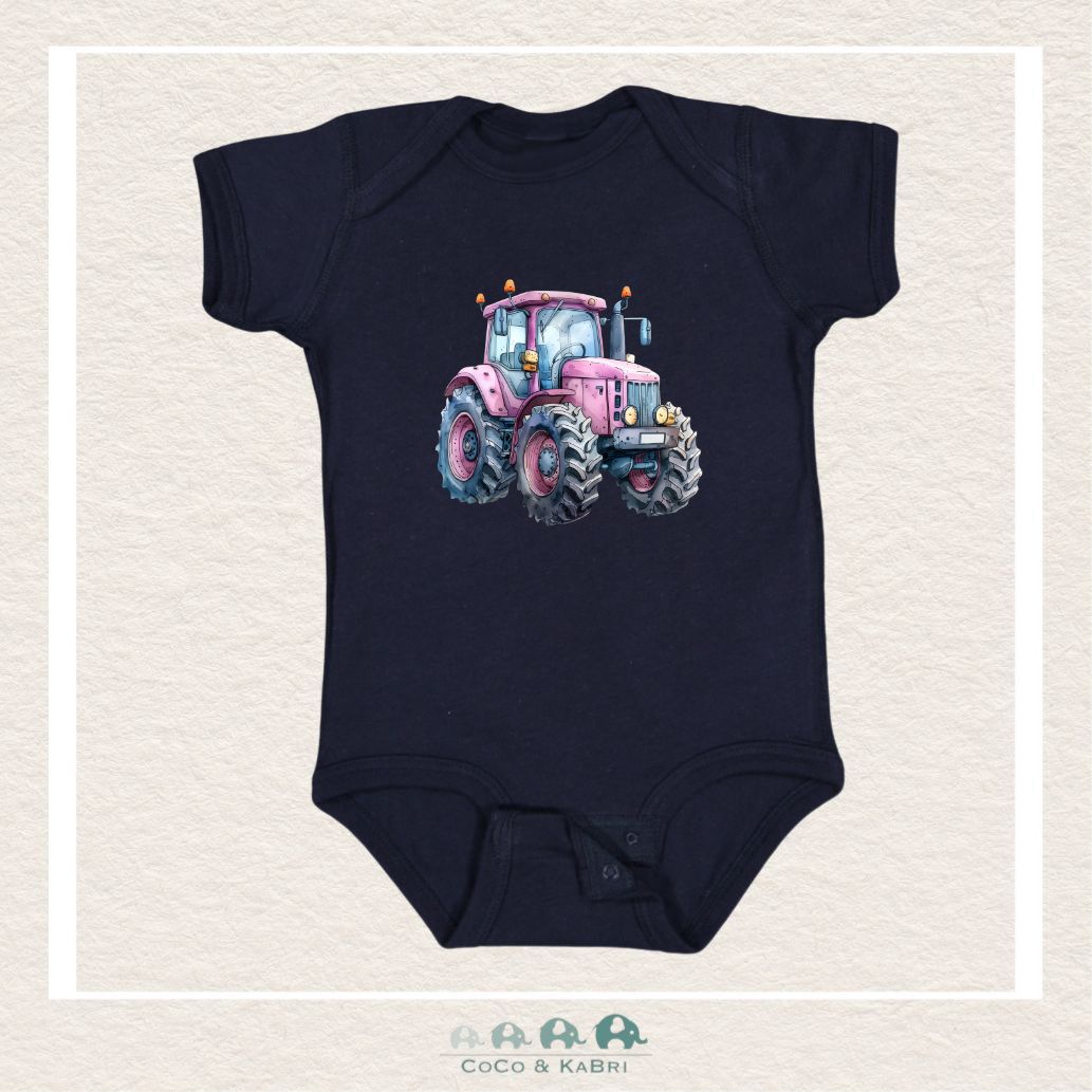 "The Harper" Baby Rib Navy Diaper Shirt - Purple Tractor, CoCo & KaBri Children's Boutique