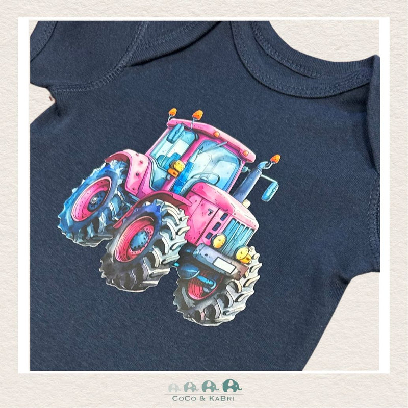 "The Harper" Baby Rib Navy Diaper Shirt - Purple Tractor, CoCo & KaBri Children's Boutique