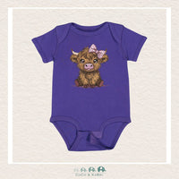 "The Harper" Purple Diaper Shirt - Highland Cow with Bow, CoCo & KaBri Children's Boutique